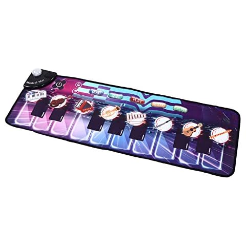 Kids Piano Mat, Musical Keyboard Mat, Portable Soft Piano Dance Mat Floor Playmat Music Play Blanket Crawling Toys Educational Toys with Flash Effect for Baby Girls Boys Toddlers 3 Year + Cover