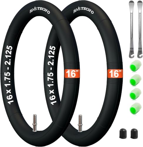 16 1.75-2.125 Schlauch Kinderwagen Kinderfahrrad und Fahrradanhänger 16 Zoll 16x1.75/1.95/2.125 mit Auto Ventil 40 mm Inklusive 2 Montierhebel 2 Stück Packung Kompatibel mit 16 Zoll
