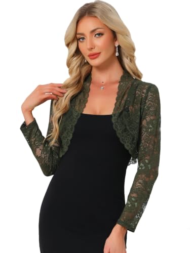 Image of Allegra K Women's Elegant Crop Cardigan Sheer Floral Lace Bolero Shrug Top