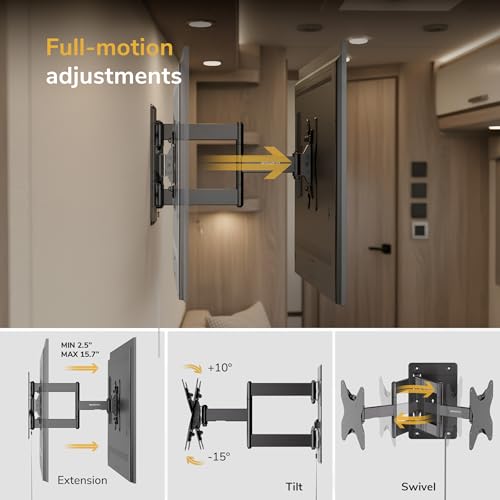 Mount-It! Lockable RV TV Mount 23-43 Inch, Full Motion RV TV Wall Mount for Camper & Travel Trailer, Quick Release Locking Arm RV TV Bracket, VESA 75x75-200x200, 77 lb by Mount-It! - Used condition - Image 6