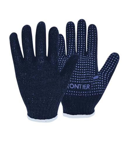 Image of FRONTIER FT605 100% Cotton Knitted Safety Gloves | PVC Dots in Palm for Advanced Grip | Hand Protection with Comfort & Dexterity | Pack of 20