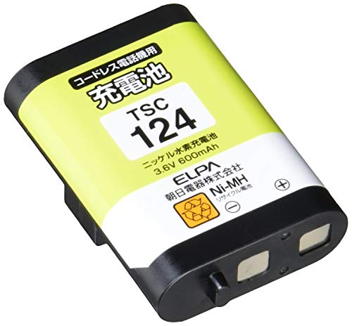 ELPA TSC-124 Rechargeable Battery for Phones, Panasonic and Other Equivalent Products, Battery Pack, 3.6 V, 600 mAh, NiMH Rechargeable Battery