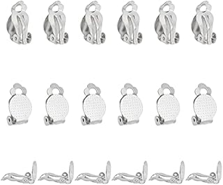 UNICRAFTALE about 50pcs Stainless Steel Clip-on Earring Findings Flat Round Tray Earrings Components Non-Piercing Earring Accessories Flat Pad Fake Earring for Jewelry Making DIY Stainless Steel Color
