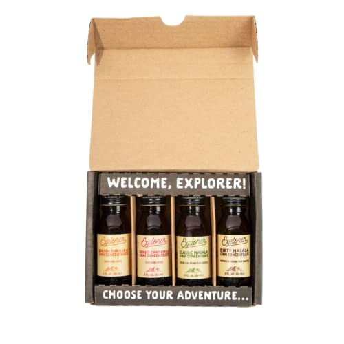 Explorer Chai Starter Pack, 4 2oz Bottles, Organic & Fair-Trade Tea & Spices