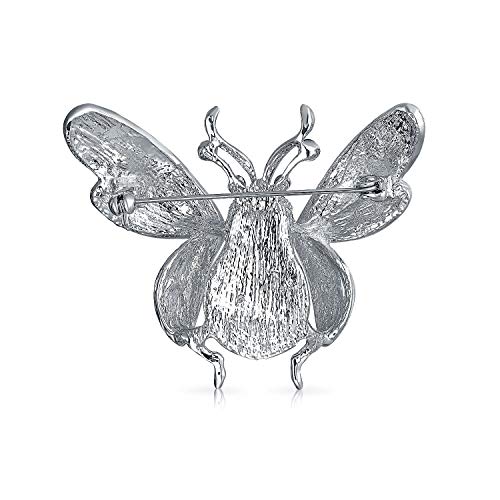 Bling Jewelry White Yellow Large Garden Insect Dragonfly Queen Bumble Bee Brooch Pin For Women Silver Plated Brass #TOP1