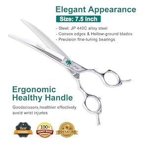 Dog Grooming Curved Scissors 7 inch Professional Pet Shears Made Of Japanese Advanced Stainless Steel Professional Grooming Scissors for Dogs Cats and Other Pets Dog Grooming Curved Scissors 7 inch Professional Pet Shears Made Of Japanese Advanced Stainless Steel Professional Grooming Scissors for Dogs Cats and Other Pets