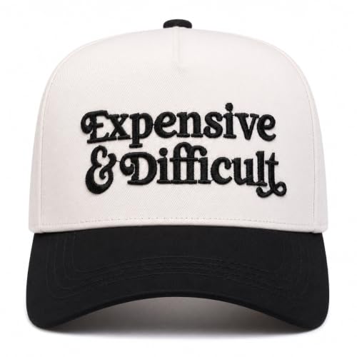 SPKTCHEN Expensive & Difficult Trendy Embroidered Baseball Cap for Men & Women, Adjustable Snapback Hat for Casual Wear, Black