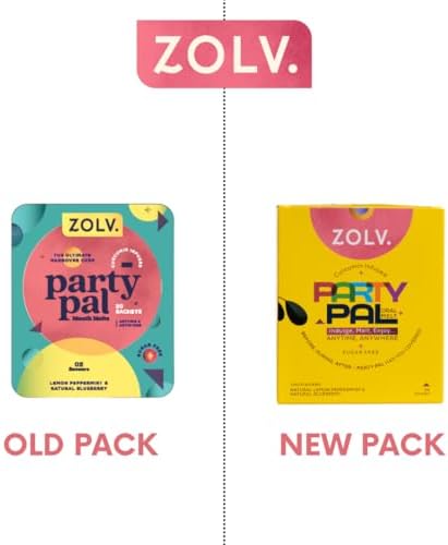 ZOLV Party Pal Anti Hangover Remedy | Lemon Peppermint & Natural Blueberry | Instant Bioavailability and High Palatability | Maintains Hydration, Restores Nutrients| Promotes Quick Recovery from Hangover Headaches Sugar Free (20 Sachets)