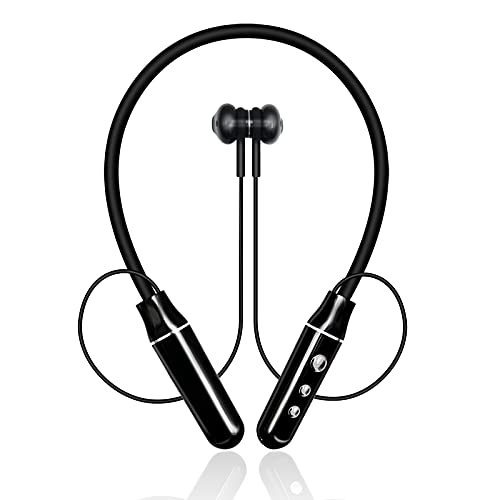 Grenf Headphones Wireless Bluetooth, Neckband Bluetooth Headphones with Magnetic Connection, 120 Hrs Play Time IPX6 Waterproof Running Headphones, Noise Cancelling Built in Microphone (Black)