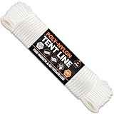 Line Nylon Cord - 100 Ft White Reflective Guyline - Camping Rope, Guy Lines, Tie Down Rope - Tent Accessories & Cordage (White - Pack of 1, 100ft)