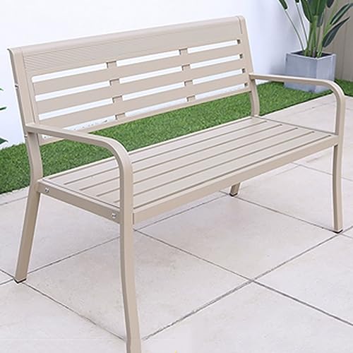Banc d'extérieur en aluminium à lattes avec dossier pour créer un coin lecture de terrasse