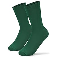 Forony Solid Combed Cotton Boys Dress Socks 6-8 Years Soft Skin Friendly Anti Odor Quick Dry Green