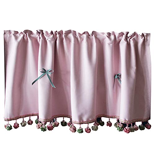 Cortinas cortas para niños que dan luz y privacidad, cenefa rosa para ventanas pequeñas 7