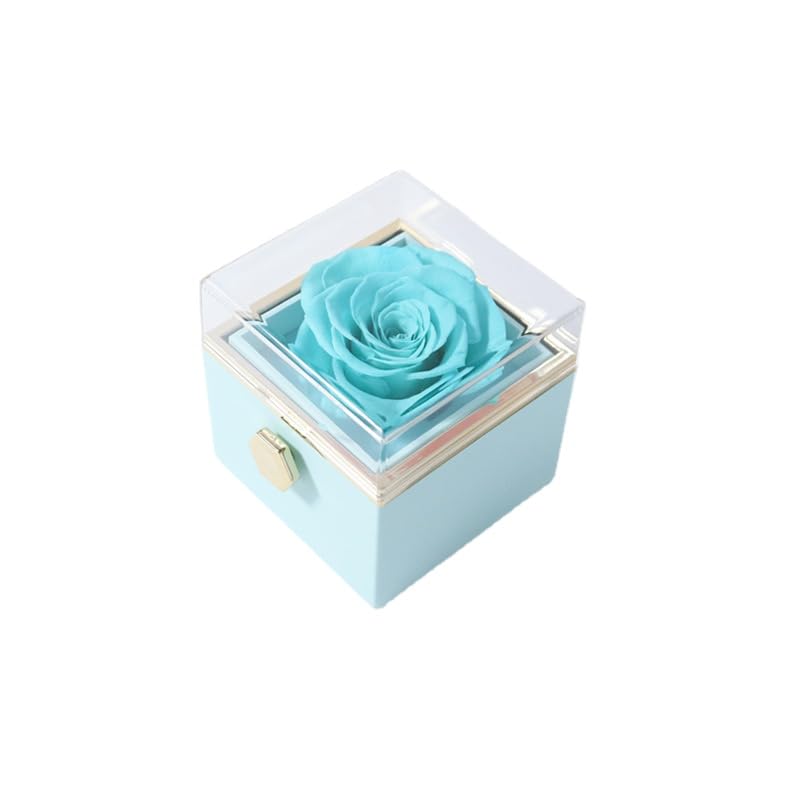 Rose éternelle haut de gamme acrylique transparent fleur cyan