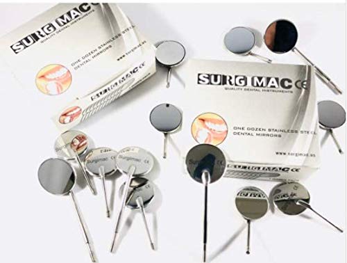 SurgiMac Dental Mirrors, Cone Socket #4, 22mm, Front Surface, 12-Piece Box
