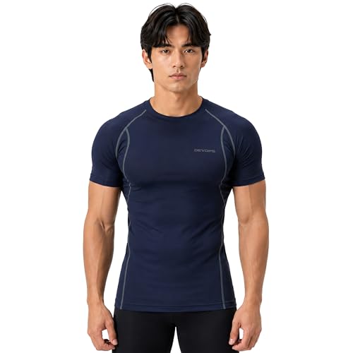 Image of DEVOPS 3 Pack Men's Athletic Short Sleeve Compression Shirts