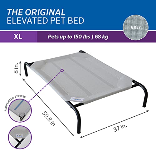Image of Coolaroo Original Elevated Dog Bed - Breathable Off-The-Ground Pet Bed with Cooling Fabric, Joint Relief & Moisture-Resistant Fabric, 100% Recyclable, Easy Clean, Gray, Extra Large