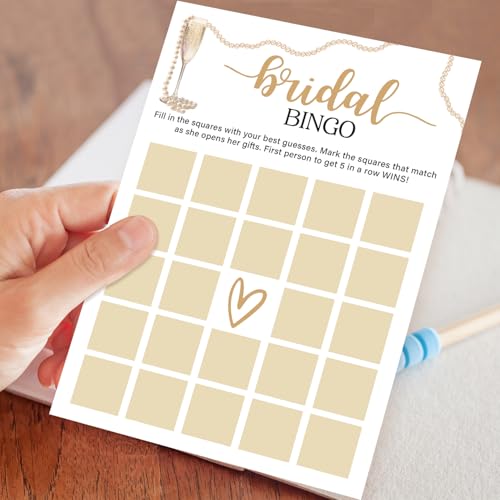 Bridal Games for Showers, Bridal Shower Bingo 30 Guests Bridals Bingo for Engagement Wedding Party, Wedding Shower Games (Gold Champagne ) -009 - image 3