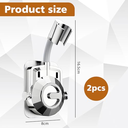 2 Stück Duschkopfhalterung ohne Bohren, 360° Verstellbare Handbrause Halterung, Handbrause Halterung mit Silikon-Adapter, Duschkopf Halterung, Shower Head Holder