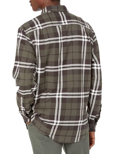 Image of Amazon Essentials Men's Regular Fit Long-Sleeve Flannel Shirt, Soft Brushed Cotton, Lightweight yet Warm