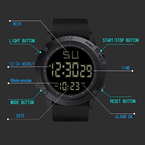Magik 1-2 Pc Large Dial Stopwatch Sport Mens Watches LED Light Digital Wristwatches4