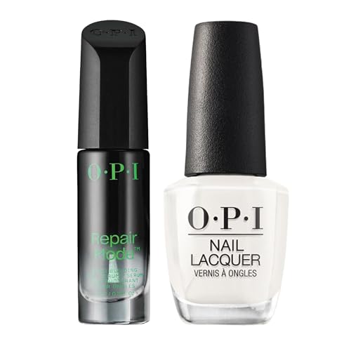 Sérum OPI Repair Mode réparateur ongle cassant avec vernis Funny Bunny blanc