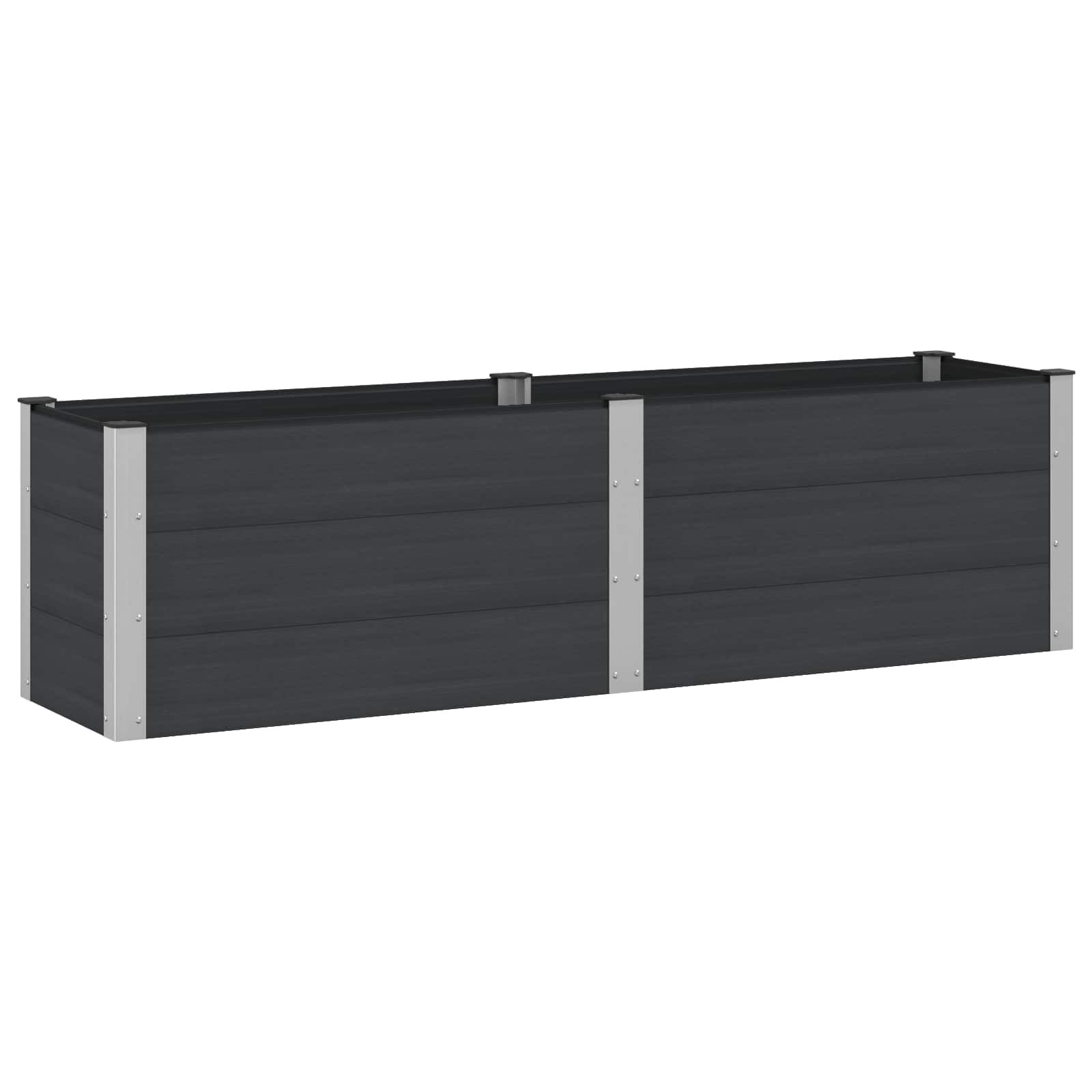 Hothingwell - Bandeja elevada, 200 x 50 x 54 cm, color negro | Marco WPC y aluminio, fondo abierto para drenaje, cultivo de flores vegetales hierbas, fácil montaje