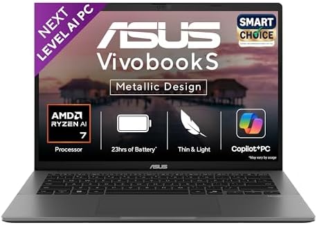 ASUS Vivobook S14,Smartchoice,AMD Ryzen AI 7 350,16GB RAM,1TB SSD,OLED,14",Windows 11, Office24,M365 Basic (1Yr)*, Matte Gray,1.4Kg, M3407KA-SF049WS,5