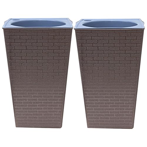 2 unidades de alta autoriego para interior y exterior para terraza, jardinería decorativa y decoración, forma cuadrada, ánfora, plástico grande (B, talla única)