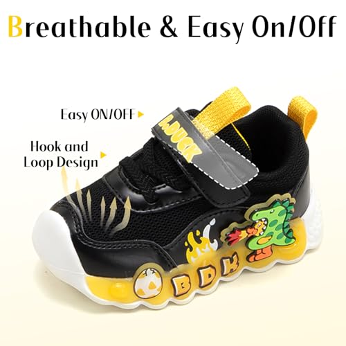 Toddler Shoes for Girl and Boy [Cute Cartoon Dinosaur] Kids Shoes Toddler Sneakers Girls Shoes Toddler Running Shoes Toddler Sneakers for Toddler/Little Kid Black3