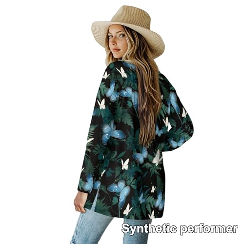 Image of Cardigan Sweaters for Women Long Sleeve Cardigan Soft Drape Open Front Fall Dusters V-Neck Jackets Dressy Loose Coat