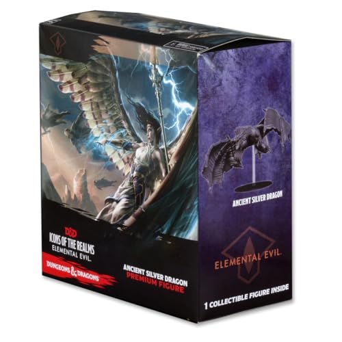 WizKids Dungeons & Dragons Icons of The Realms - Elemental Evil Silver Dragon Figure