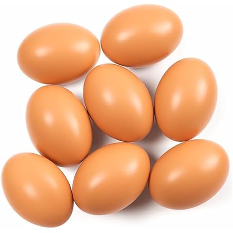 SallyFashion 8Pcs Wooden Faux Fake Eggs, Dummy Eggs Help Laying Hen, Poultry Mannequin Nest Eggs, Food Toy Cover