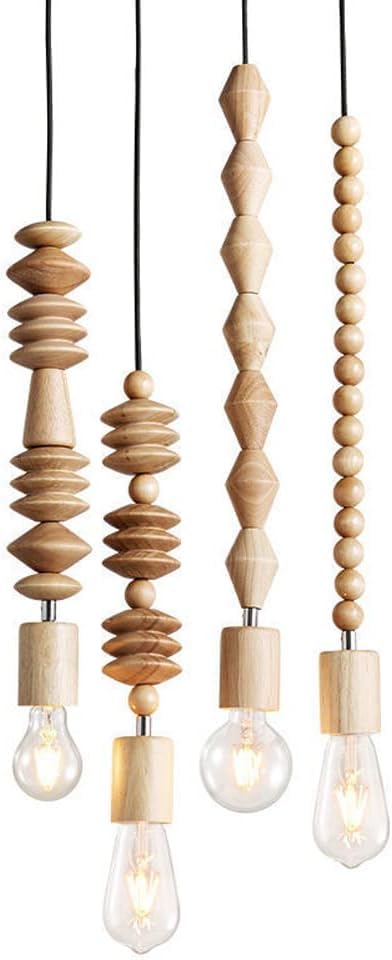 Mini lampadario per Tallone Fai -da -Te Rustic Rustic Rustic Rustic Rustic Light per Perline per Camera da Letto, Camera da Ragazza 1 Set da 4 Pezzi Lampada a Sospensione in Legno in Legno g