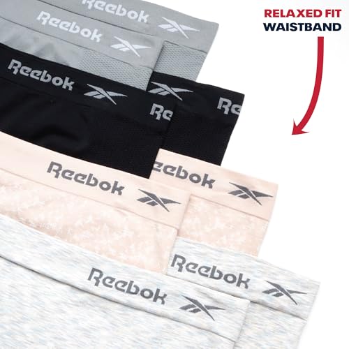 Image of Reebok Womens Boyshorts - 8 Pack Soft Stretch Performance 6 inch Inseam Tag Free Womens Underwear Seamless Boyshort Panties