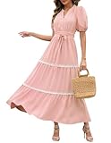 Stylish and Versatile: The Summer Maxi Dress features a trendy A-Line flowy silhouette with puff short sleeves, making it perfect for various occasions such as vacation, holidays, weddings, parties, and casual outings. Comfort Meets Elegance: Made fr...