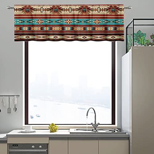 Zfrxign Southwestern Valances For Windows Treatments Covering Kitchen Window Valance Short Window Curtain Bathroom Decorate Patio Valances Living Room Window Drapes 54X18 Inch Native American Style #TOP2