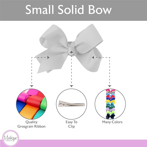 Image of Small Solid Bow for Girls - Set of 12 (Light Grey)