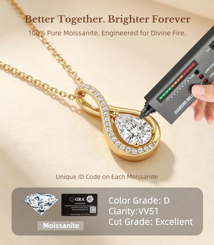 2CT Moissanite Necklace Anniversary Birthday Gifts for Women Wife Her - Image 4