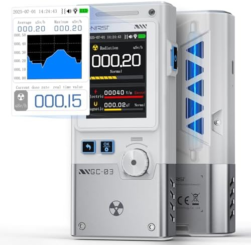 FNIRSI GC-03 Geiger Counter Electromagnetic Detector, 3in1 Nuclear Radiation Detector EMF Meter, Not Support RF Detection, Handheld Rechargeable Radiation Dosimeter, Gamma Beta X-ray Monitor