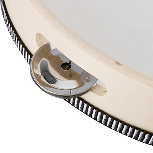 Sinjeun 3 Pack 10 Inch Tambourine For Adults Wooden Tambourine, Hand Held Drum Bell Birch Metal Jingles Percussion, Single Row Instrument Wood Tambourine Musical Instrument For Church, Ktv, Party #TOP2