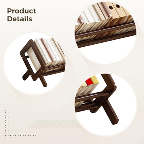 Packool Organizador de estantería de madera para escritorio, estante para libros, revistero marrón retro, estantería compacta con marco inclinado para libros, revistas, archivos, 15.7 x 10.2 x 9.8 - imagen 5
