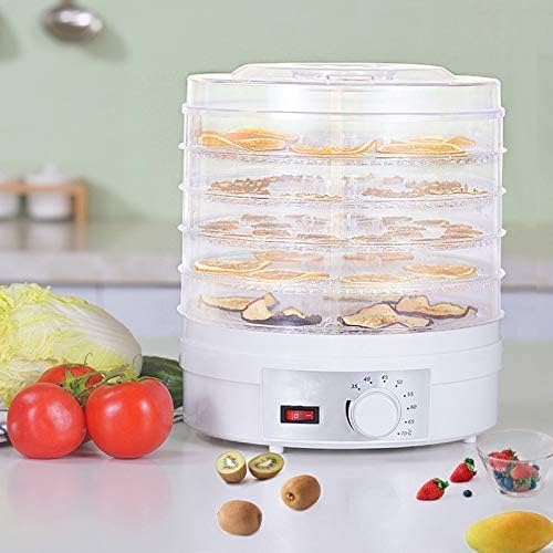 Image of Food Dehydrator Machine Dehydrate Beef Jerky Meat Mushrooms Fruits & Vegetables Great For At High-Heat Circulation Home Use for Kitchen Dehydration Food Dryer Machine with 5 Stackable Trays (White)