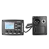ammoon Acoustic Guitar 4-Band EQ Equalizer Tone and Volume Amplifier Preamp Piezo Pickup 6.35mm XLR with Pitch Note Notch Function Clear LCD Display