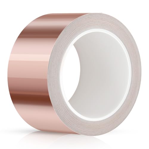 Ruibinlee Kupferband Gegen Schnecken 50mm*20M Schneckenzaun Schneckenschutz Hochbeet Schneckenabwehr EMI Kapton Tape Abschirmband Kupferfolie Kupferband Selbstklebend Klebeband