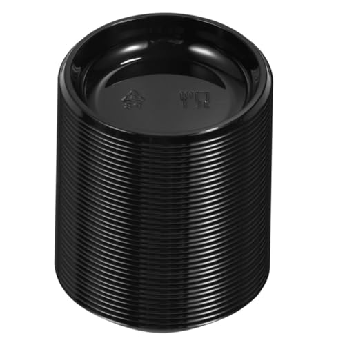 Loigohon 200個 一次性 厚型ディッパー ? パーティー・バーベキューや料理の調味料入れに便利な使い捨てミニトレイ (7.9X7.9X1.8CM,黒)