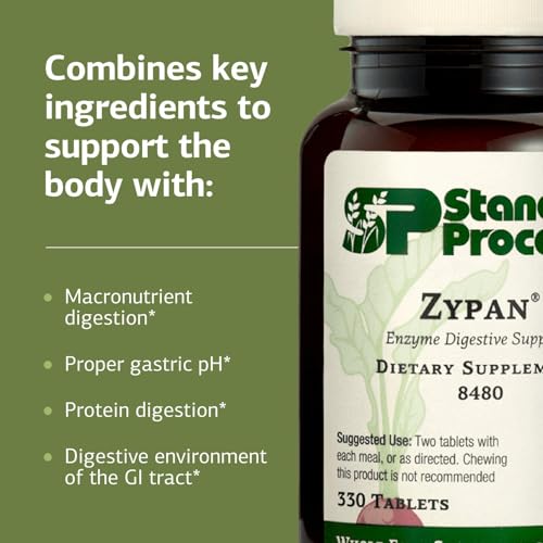 Image of Standard Process Inc. Zypan - Digestive Health Support Supplement - HCI Supplement with Pancreatin, Betaine Hydrochloride & Pepsin - Support Macronutrient Digestion - 330 Tablets