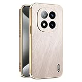 ILING Funda para Xiaomi Redmi Note 15 4G/5G/POCO M8 5G, Diseño Elegante de Metal Cepillado, Premium Acabado de Cuero Carcasa, Ultradelgado Suave Silicona TPU Bumper Antigolpes Cubierta (Oro)