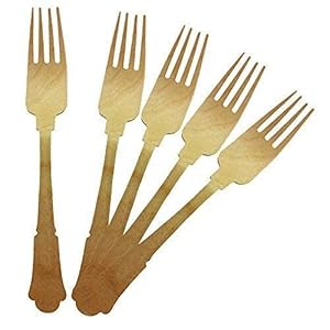 Elegant Wooden Forks. Eco-Friendly,BiodegradableAnd Compostable Wooden Forks. Wooden Disposable Fork 7.75 Inches. Pack of 100Count, Natural Brown