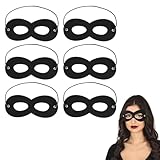 OIXYEY 6 Piezas Máscara De Ladrón, Bandit Zorro, Antifaz Para Niños Y Adultos, Ideal Para Carnaval Y Carnaval (Negro, B)